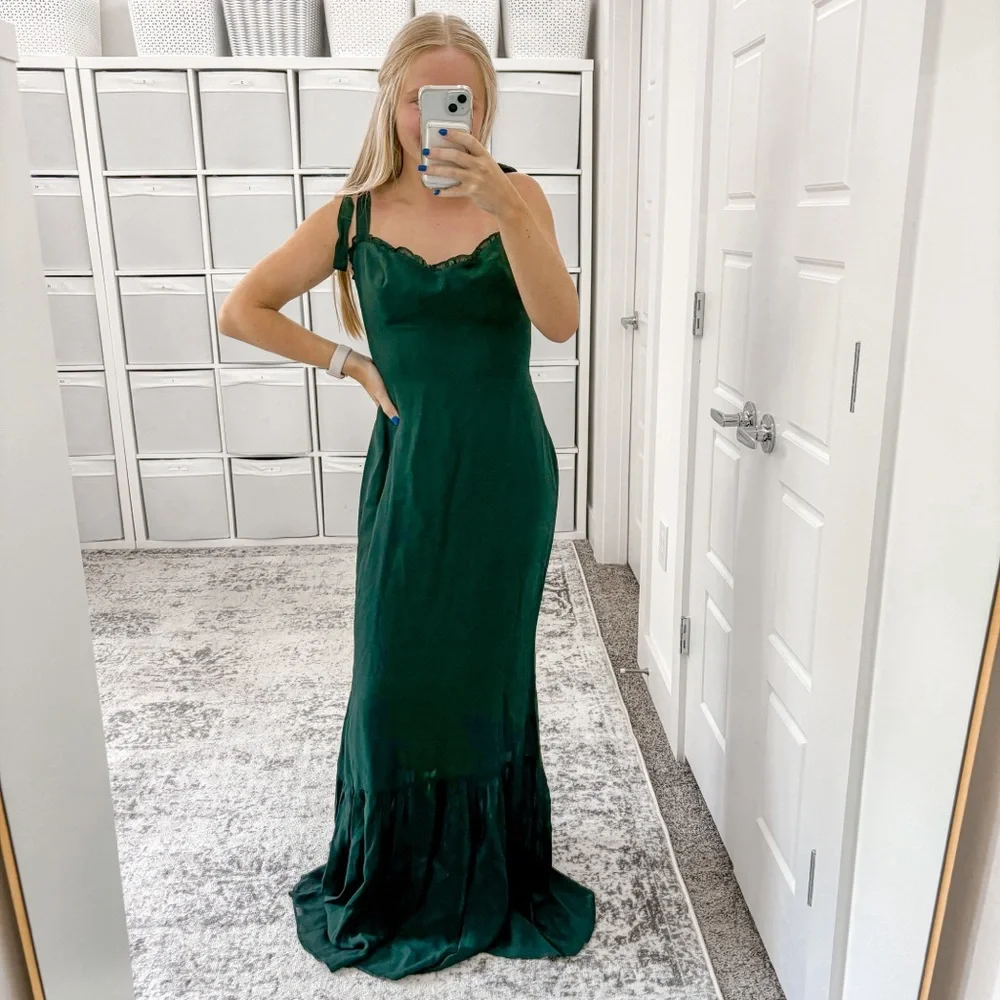 NEW Reformation Jasen Dress Maxi Forest